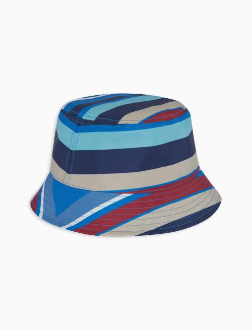 Unisex royal blue polyester rain hat with multicoloured stripes - Hats | Gallo 1927 - Official Online Shop