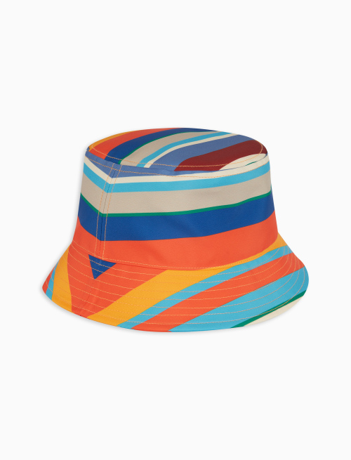Unisex lobster red polyester rain hat with multicoloured stripes - Accessories | Gallo 1927 - Official Online Shop