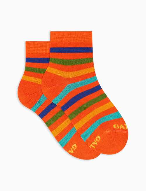 Kids' super short lobster red light cotton socks with even stripes - Super short | Gallo 1927 - Official Online Shop