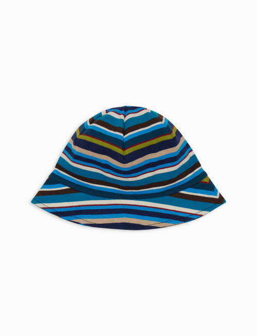 Cloche con tesa bambino cotone righe multicolor blu - Accessori | Gallo 1927 - Official Online Shop