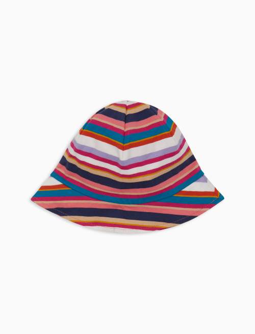Cloche con tesa bambino cotone righe multicolor bianco - Accessori | Gallo 1927 - Official Online Shop