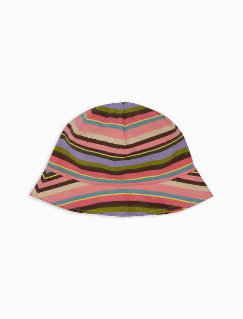 Kids' geranium cotton bucket hat with multicoloured stripes - Accessories | Gallo 1927 - Official Online Shop