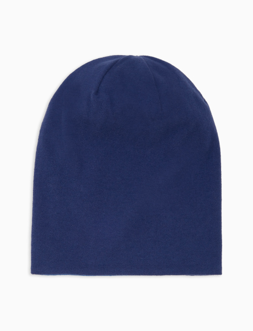Kids' long blue reversible fleece beanie with multicoloured stripes - Black Friday Kids | Gallo 1927 - Official Online Shop
