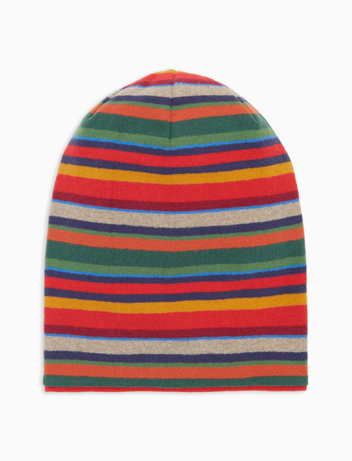 Berretto lungo reversibile bambino pile rosso righe multicolor - Multicolor | Gallo 1927 - Official Online Shop