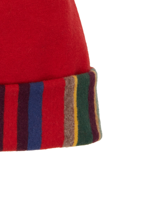 Kids' plain red fleece beanie with multicoloured pompom - Black Friday Kids | Gallo 1927 - Official Online Shop
