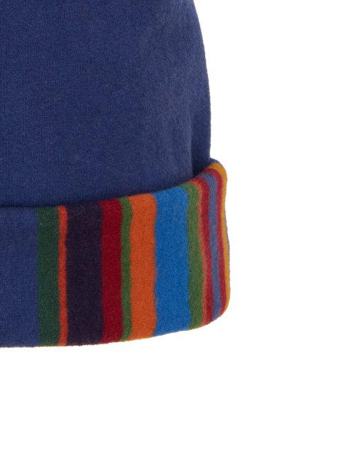 Kids' plain blue fleece beanie with multicoloured pompom - Black Friday Kids | Gallo 1927 - Official Online Shop