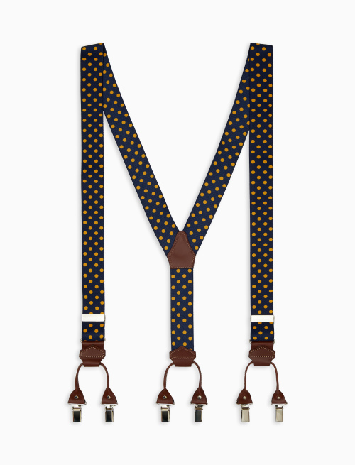 Elastic royal blue unisex suspenders with polka dots - Braces | Gallo 1927 - Official Online Shop