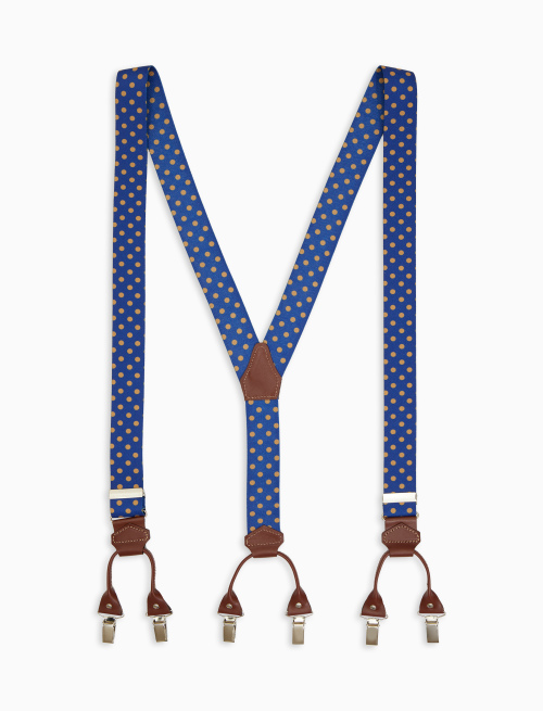 Elastic blue unisex suspenders with polka dots - Accessories | Gallo 1927 - Official Online Shop
