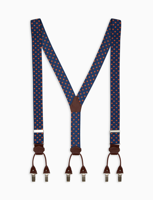 Elastic unisex blue suspenders with polka dot pattern - Accessories | Gallo 1927 - Official Online Shop