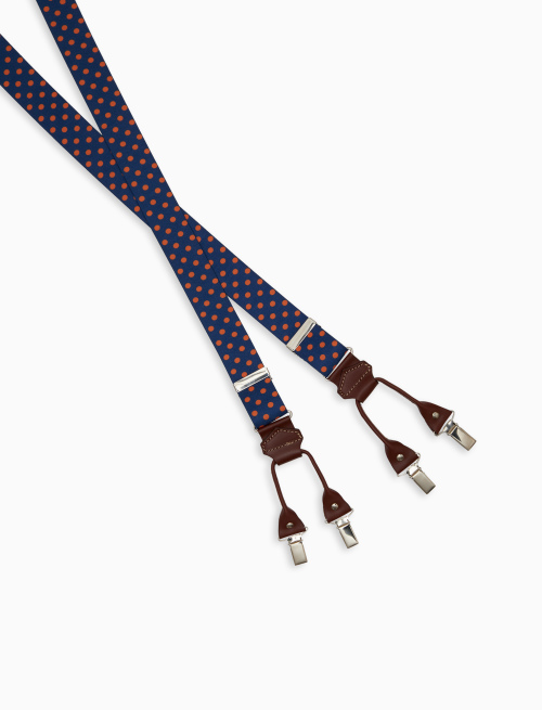 Elastic unisex blue suspenders with polka dot pattern - Small leather goods | Gallo 1927 - Official Online Shop