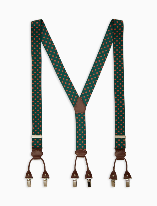 Elastic green unisex suspenders with polka dots - Accessories | Gallo 1927 - Official Online Shop
