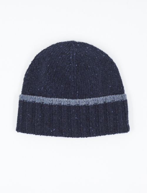 Men's beanie in plain royal blue knop wool - Special Selection | Gallo 1927 - Official Online Shop