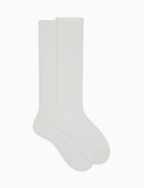 Long ribbed plain white viscose socks - New In | Gallo 1927 - Official Online Shop
