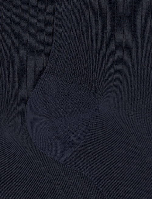 Long ribbed plain blue viscose socks - The Classics | Gallo 1927 - Official Online Shop