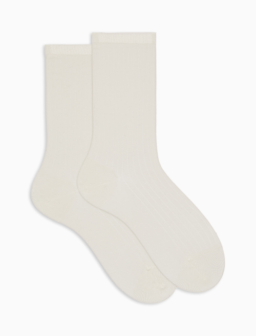 Long ribbed plain white viscose socks - New In | Gallo 1927 - Official Online Shop