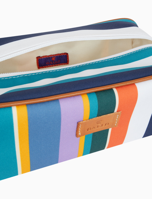 Classic unisex white beauty case with multicoloured stripes - Small leather goods | Gallo 1927 - Official Online Shop