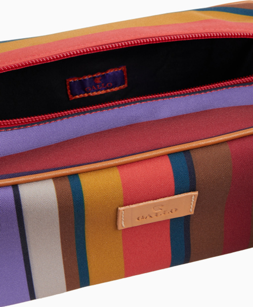 Classic unisex burgundy beauty with multicoloured stripes - beauty case | Gallo 1927 - Official Online Shop