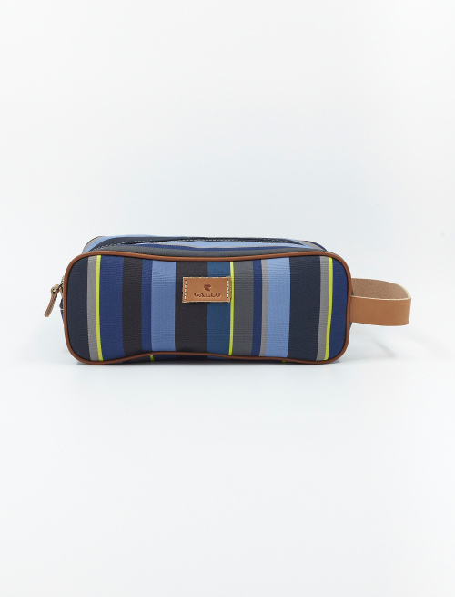 Classic unisex blue polyester beauty with multicoloured stripes - Small Leather goods | Gallo 1927 - Official Online Shop