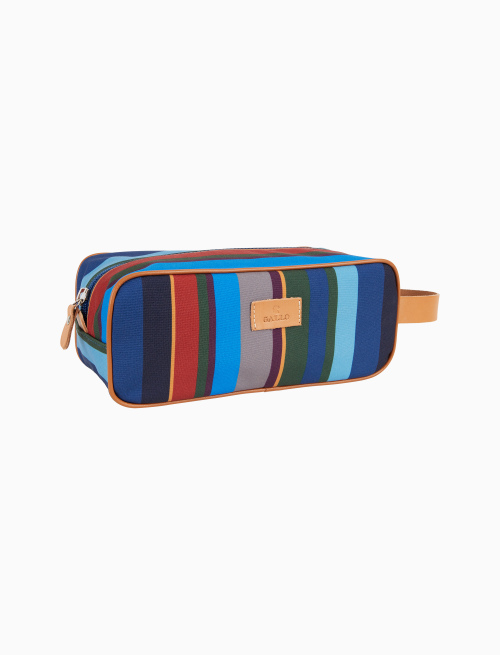 Classic unisex blue beauty with multicoloured stripes - beauty case | Gallo 1927 - Official Online Shop