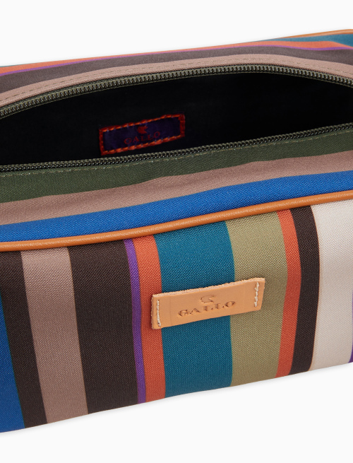 Classic unisex beige beauty with multicoloured stripes - beauty case | Gallo 1927 - Official Online Shop