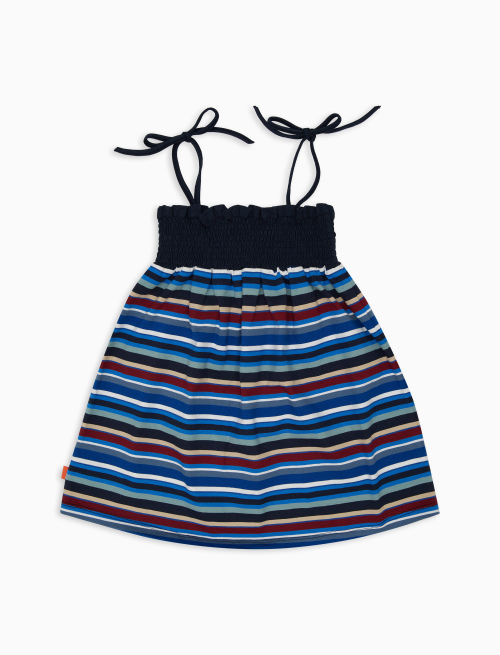 Vestito spalline annodate bambina cotone blu royal righe multicolor - Black Friday Bambino | Gallo 1927 - Official Online Shop