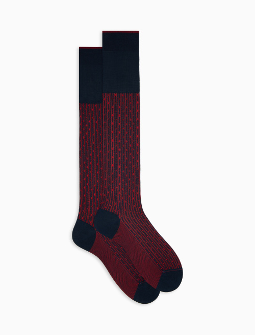 Calze lunghe uomo cotone blu oltremare fantasia giglio - Uomo | Gallo 1927 - Official Online Shop