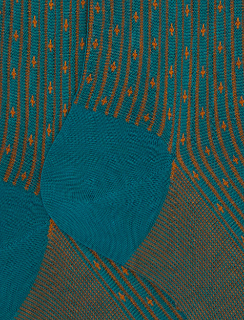 Men's long light blue cotton socks with lily motif - Man | Gallo 1927 - Official Online Shop