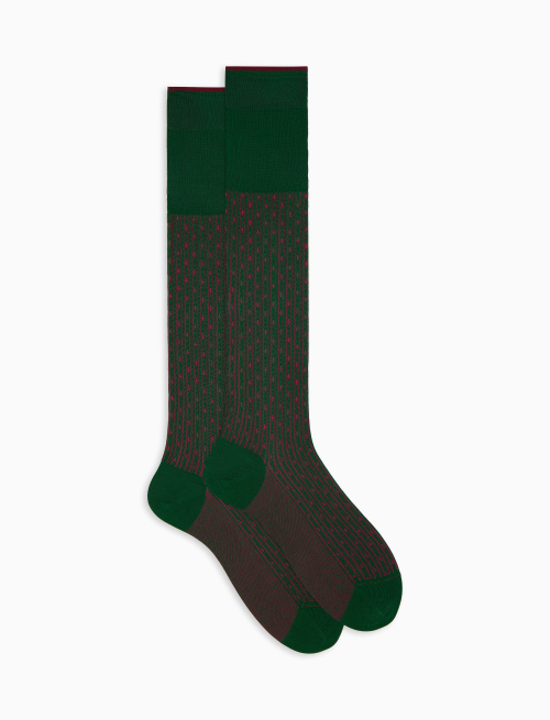 Men's long green cotton socks with lily motif - Man | Gallo 1927 - Official Online Shop