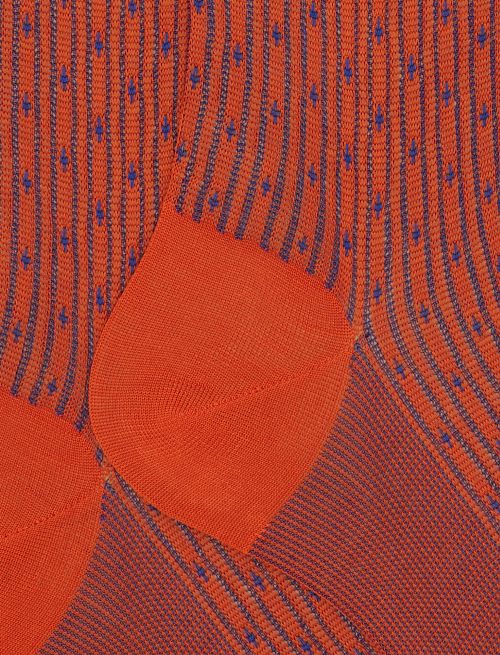Men's long orange cotton socks with lily motif - Man | Gallo 1927 - Official Online Shop