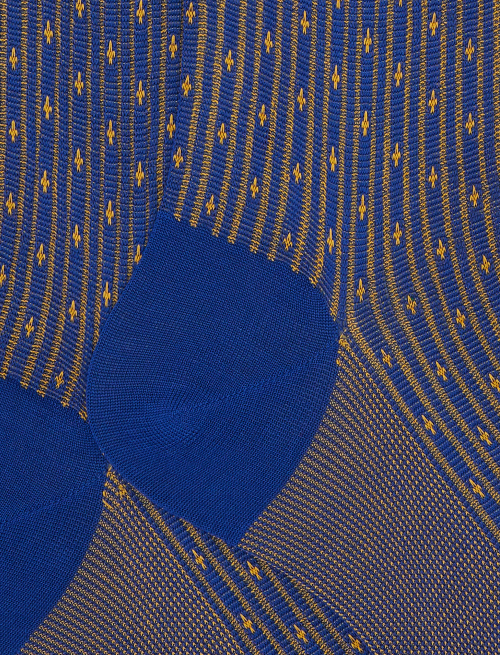 Men's long blue cotton socks with lily motif - Man | Gallo 1927 - Official Online Shop