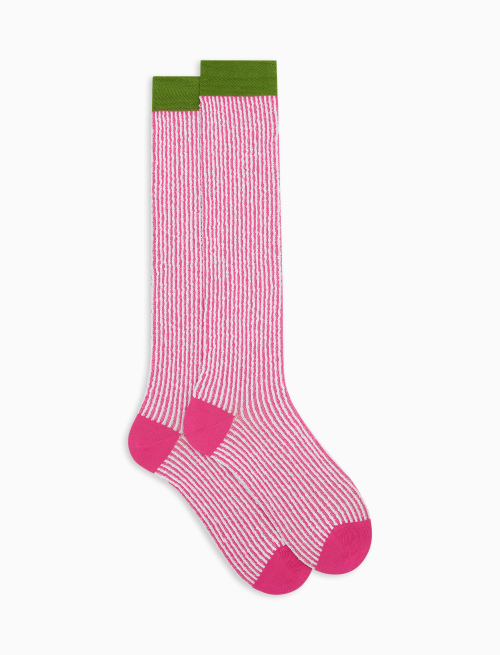 Men's long petunia light cotton socks with seersucker motif - The SS Edition | Gallo 1927 - Official Online Shop