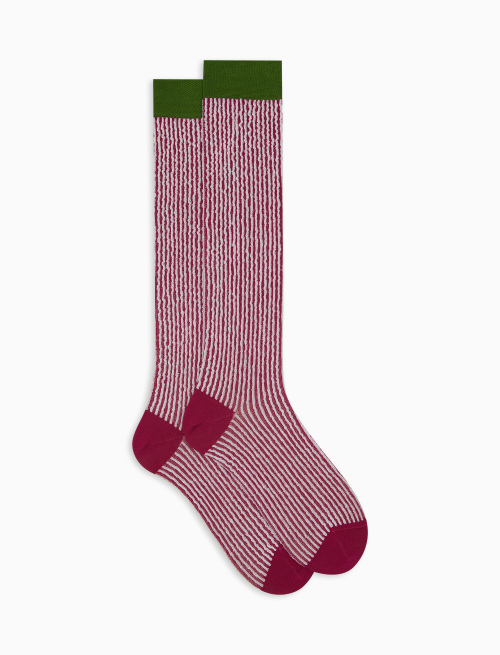 Men's long fuchsia cotton socks with seersucker motif - The SS Edition | Gallo 1927 - Official Online Shop
