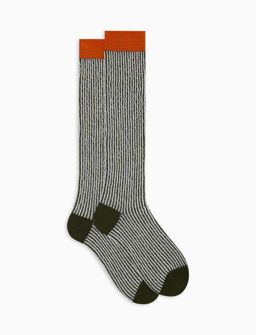 Men's long green cotton socks with seersucker motif - The SS Edition | Gallo 1927 - Official Online Shop