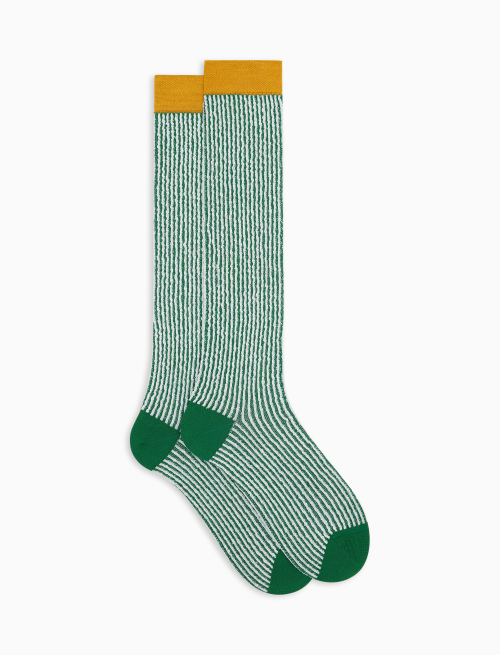 Men's long mint green light cotton socks with seersucker motif - The SS Edition | Gallo 1927 - Official Online Shop
