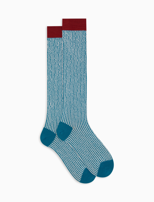 Men's long light blue cotton socks with seersucker motif - The SS Edition | Gallo 1927 - Official Online Shop