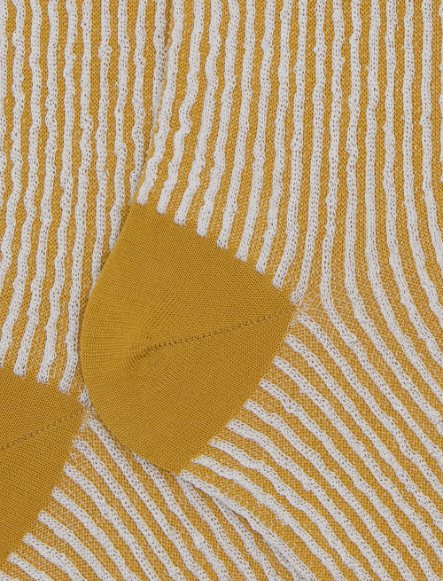 Men's long yellow cotton socks with seersucker motif - The SS Edition | Gallo 1927 - Official Online Shop