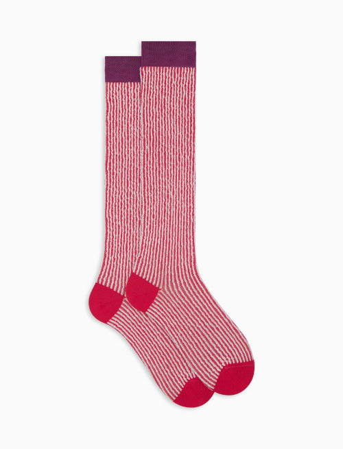 Men's long fuchsia cotton socks with seersucker motif - The SS Edition | Gallo 1927 - Official Online Shop