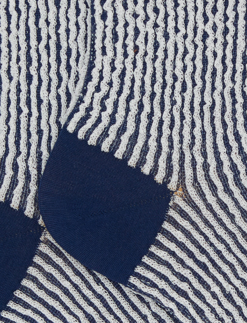 Women's short blue cotton socks with seersucker motif - Short | Gallo 1927 - Official Online Shop
