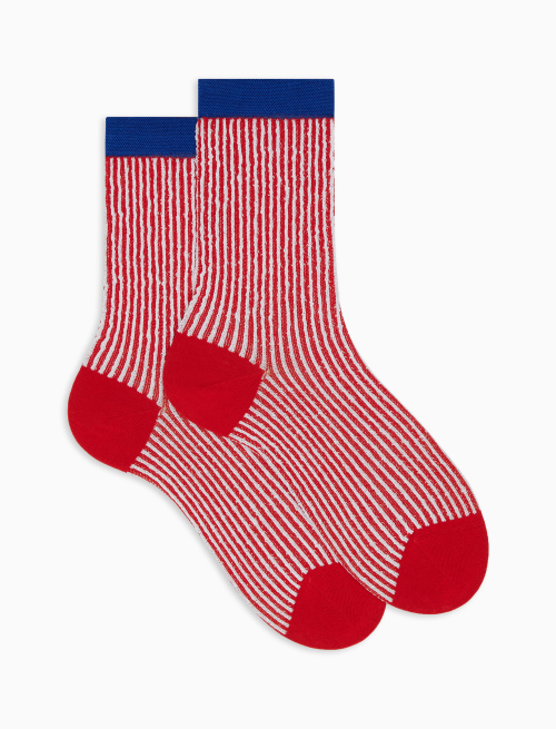 Women's short red light cotton socks with seersucker motif - Socks | Gallo 1927 - Official Online Shop
