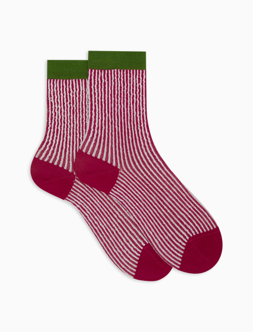 Women's short fichsia cotton socks with seersucker motif - Short | Gallo 1927 - Official Online Shop