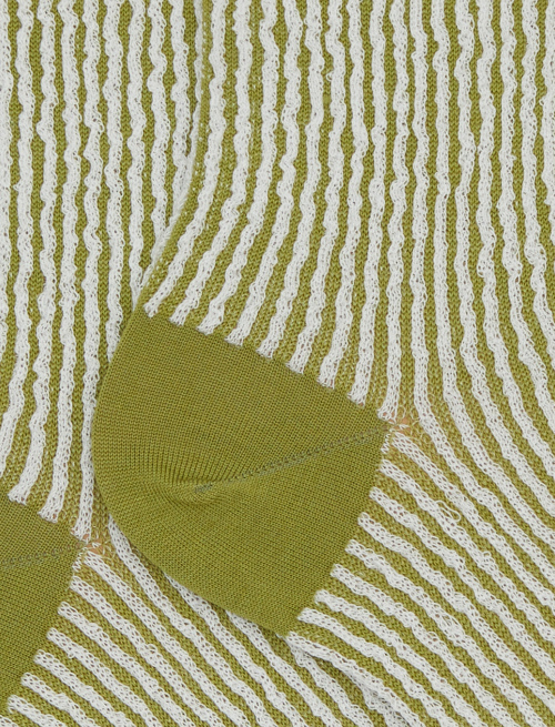Women's short green cotton socks with seersucker motif - Socks | Gallo 1927 - Official Online Shop