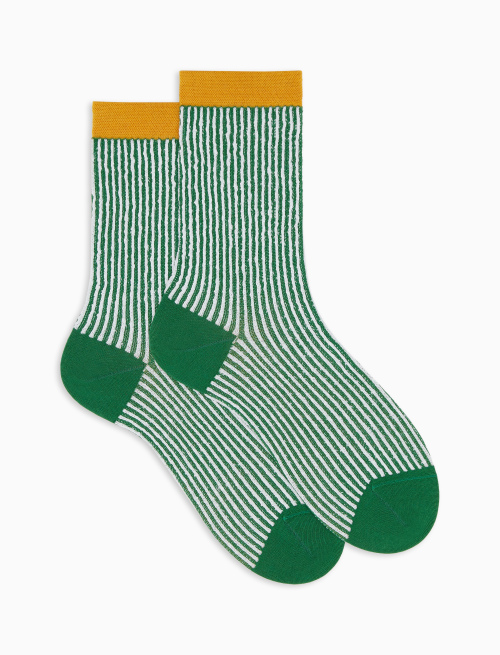 Men's short mint green light cotton socks with seersucker motif - The SS Edition | Gallo 1927 - Official Online Shop