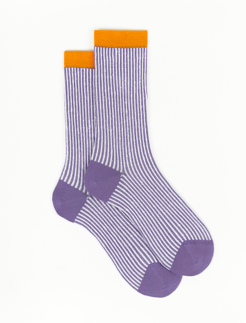 Women's short orchid purple light cotton socks with seersucker motif - Socks | Gallo 1927 - Official Online Shop