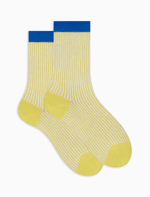 Men's short corn yellow light cotton socks with seersucker motif - Woman | Gallo 1927 - Official Online Shop
