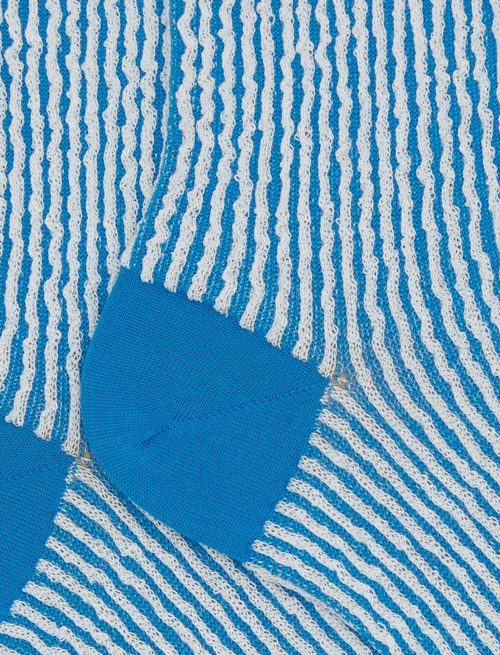 Women's short light blue cotton socks with seersucker motif - Socks | Gallo 1927 - Official Online Shop
