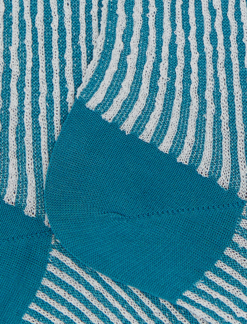 Women's short light blue cotton socks with seersucker motif - Socks | Gallo 1927 - Official Online Shop