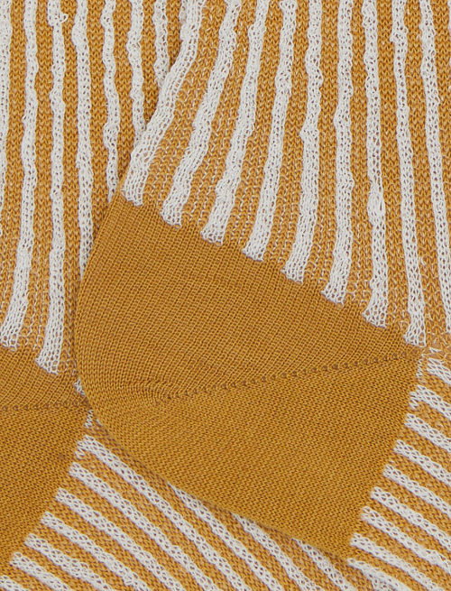 Women's short yellow cotton socks with seersucker motif - Socks | Gallo 1927 - Official Online Shop