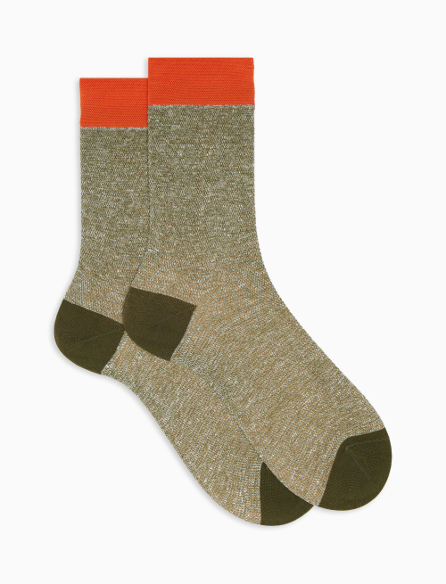 Men's short plain green cotton and linen socks - Short | Gallo 1927 - Official Online Shop