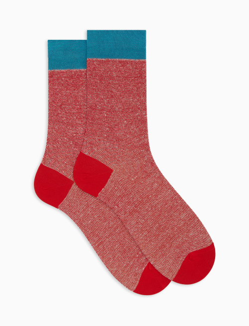 Men's short plain red cotton and linen socks - Short | Gallo 1927 - Official Online Shop