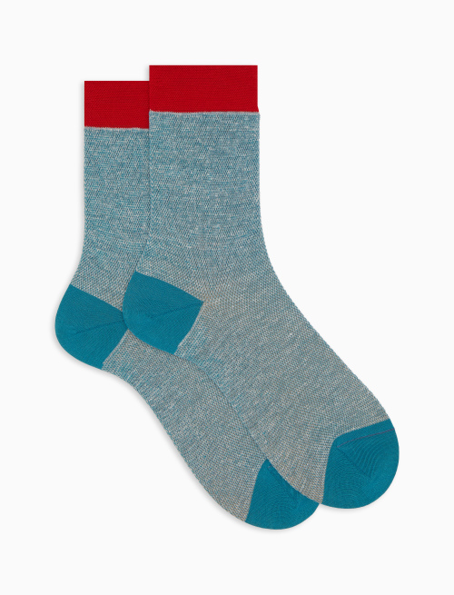 Men's short plain light blue cotton and linen socks - Short | Gallo 1927 - Official Online Shop